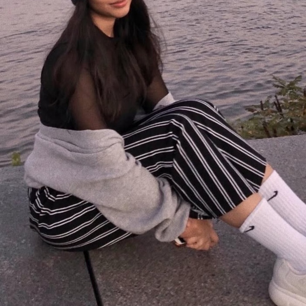 Striped Black and White Women's Pants